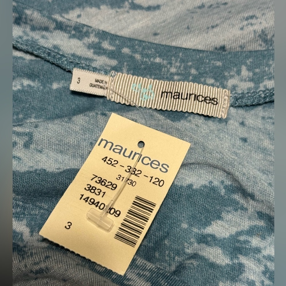 Maurice’s Plus Blue Patterned Graphic Cotton Polyester Top Women’s Size 3 - Picture 3 of 12